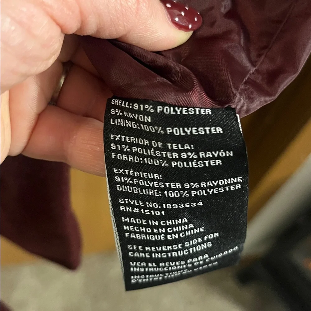 Vince Camuto Women’s Faux Wool Deep Burgundy Pea Coat Medium NEW - Picture 9 of 11